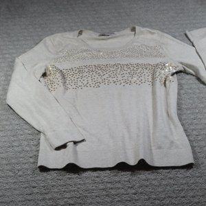 Banana Republic Size M  Tan Sequined Crew Neck Sweater